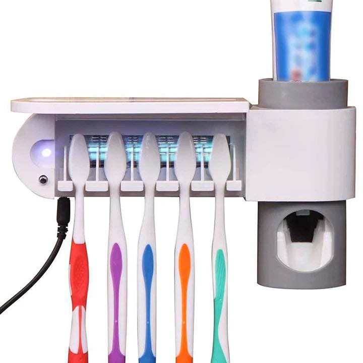 Toothbrush Sanitizer Family Case with UV Light and Toothpaste Dispenser